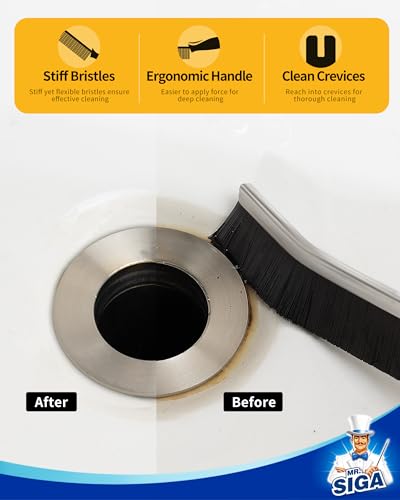 MR.SIGA Crevice Cleaning Brush, Grout Scrub Brush for Corners, Tight Spaces