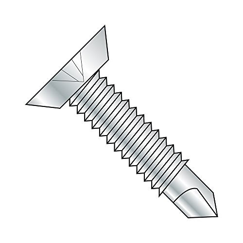 Small Parts 1212KPUMS Steel Self-Drilling Screw, Zinc Plated Finish, Undercut 82 Degree Flat Head, Phillips Drive, #3 Drill Point, #12-24 Thread Size, 3/4" Length (Pack of 50)