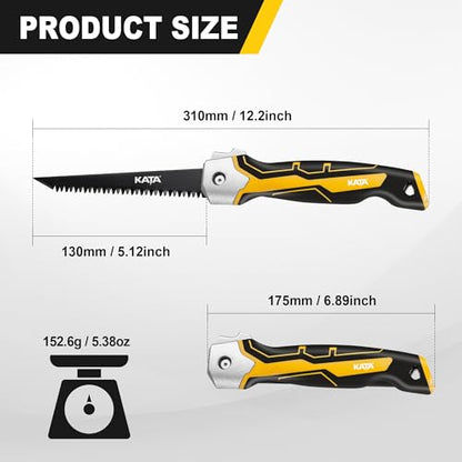 KATA Folding Drywall Saw with Sheath, Sharp Hardened Blade Jab Saw for DIY - color: Black