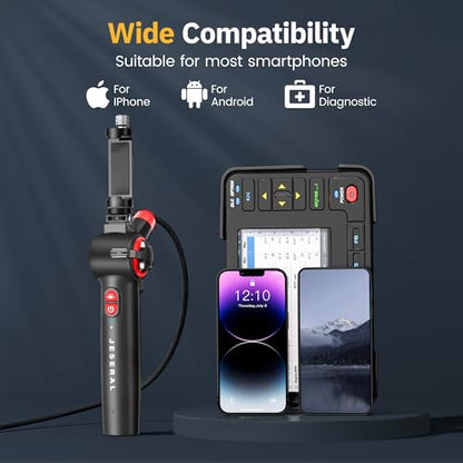 Articulating Borescope 2-Way 210° - JESERAL 6.2mm Len Endoscope camera with 6 light, HD1080P Inspection Camera with Steering Probe, Compatible with Android&iOS Phone, scope with 3.3FT Semi-Rigid Cable