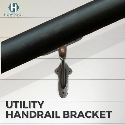 Stair Handrail Brackets Wooden Railing Support Antique Bronze, 3 Pack | HOWTOOL - color: Antique Bronze