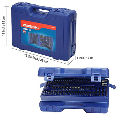 WORKPRO 300-Piece Drill Bit Set, Titanium & Black Oxide Drill Bits, Wood & Masonry Bits, Screwdriver Bits, Hole Saws & Nut Drivers, Drill Accessories Set with Storage Case