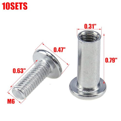 MY MIRONEY 10 Sets M6 x 16mm Binding Post Screw - color: Silver, size: M6 x 8mm x 20mm