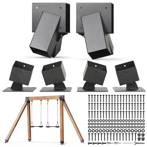 4pcs Heavy Duty Swing Adjustable Bottom Brackets, 2pcs Top Brackets（Black） - color: Black, size: Complete Set(2A-Frame+4Base)