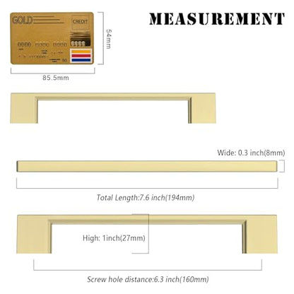 Amerdeco 10 Pack Brushed Gold Cabinet Pulls 6.3" - color: Brushed Gold, size: 6.3" hole center