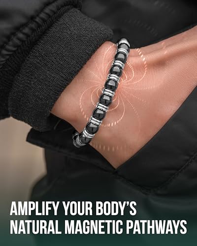 MagnetRX® Hematite Beaded Magnetic Bracelets (Silver Titan 8mm) - color: Silver Titan 8mm Bead