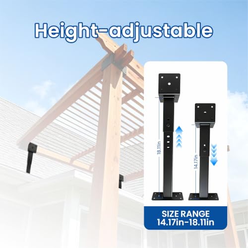 Roof Riser Brackets 3.6" Adjustable Saddle 14-18in Height Pergola Bracket