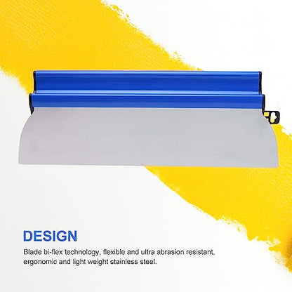Drywall Skimming Blade, Stainless Steel Smoothing Spatula, Flexible Finishing Trowel with Ergonomic Grip for Plastering, Painting, Concrete Wax & Wall-Board Finishing(,40cm)