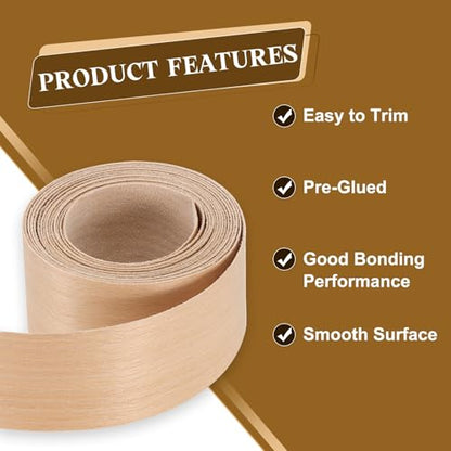 uxcell 1-1/2 Inch x 10ft Wood Veneer Edge Banding, Pre-Glued Flexible Beech Edging Strips, Iron on with Hot Melt Adhesive Wood Tape for Cabinet Repair and Furniture Restoration - size: 1-1/2 Inch x 10ft