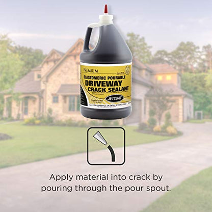 Jetcoat Premium Elastomeric Asphalt Crack Filler and Sealant, Perfect for Blacktop Repair (1 Gallon)