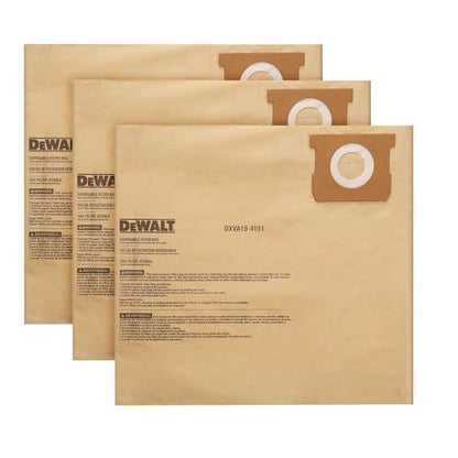 3 Pack DEWALT Dust Bag DXVA19-4101, for 6-10 Gallon Wet/Dry Vacuum, DEWALT Vacuum Bags, Compatible with DXV06P DXV09P DXV09PA DXV10P DXV10PL DXV10S DXV10SA DXV10SB - style: DeWALT Dust Bag - 6-10 gal.