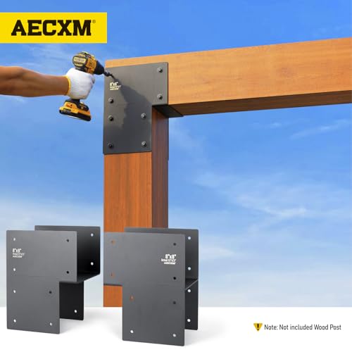 Aecxm 8"x8" (Actual 7.5"x7.5") Heavy Duty End Post Caps Tie Brackets for Wood, Deck Post to Beam Connector Bracket Stainless Steel 2Pack - size: End 8"×8"(Actual 7.5"×7.5")