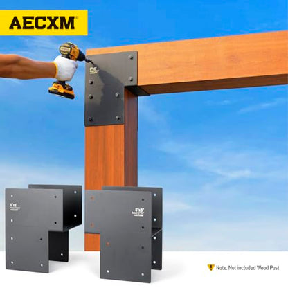 Aecxm 8"x8" (Actual 7.5"x7.5") Heavy Duty End Post Caps Tie Brackets for Wood, Deck Post to Beam Connector Bracket Stainless Steel 2Pack - size: End 8"×8"(Actual 7.5"×7.5")