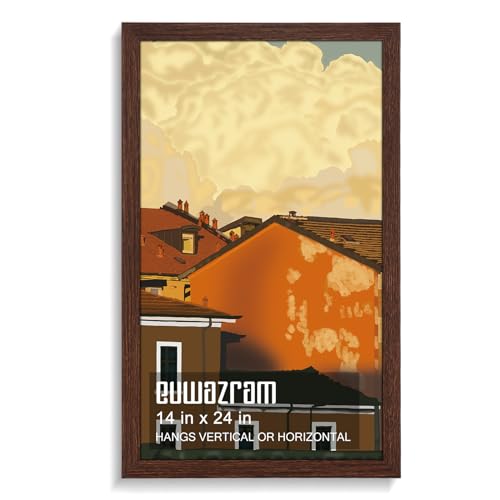 Solid Wood 14x24 Frame - Single Frame, Rustic Walnut 14 x 24 Poster Frame for Artwork, Puzzles, Photos and Movie Posters Picture Frames, Perfect Christmas Frame - size: 14" x 24"