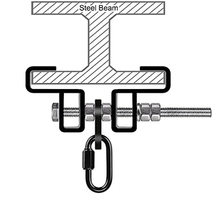 SELEWARE Heavy Duty Punching Bag Hanger, Steel I Beam Clamp for Heavy Bag - color: A. Beam Clamp with Carabiner (1 Pack)