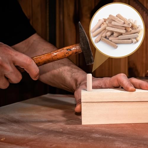 90 Pcs 3 Size Wooden Dowels Assorted, M6 M8 M10 Fluted Wood Dowel Pins, Hard Wood Grooved Plug, Furniture Woodwork Straight Grooved Dowel for Crafts, Furniture, DIY, Carpentry (1/4"+5/16"+3/8")