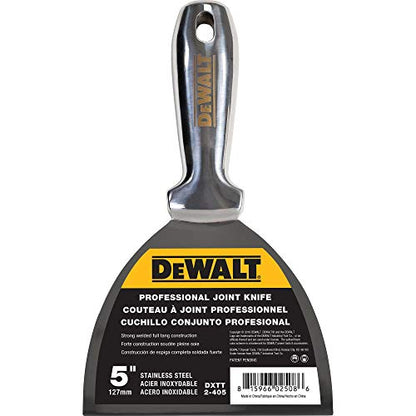 DEWALT 5" All Stainless Steel Joint Knife | One-Piece Premium Polished Metal Putty Blade | 2-405 - size: 5-Inch