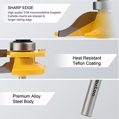 Exqutoo 3PCS 1/2" Shank Router Bit Set - style: 3Pcs 1/2" Shank (Tenon Joint Cutter Diameter: 1-5/8")