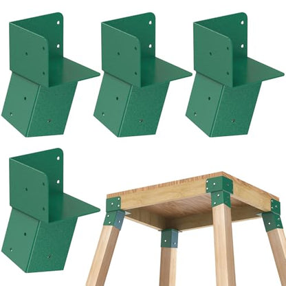 Dolibest Heavy Duty Deer Stand Brackets, 4x4 Compound Angle Bracket, Powder Coated Elevated Bracket for Outdoor Platforms, Deer Hunting, Shooting Shack, Observation Decks& Tree Houses (4Pack) - color: D: Green-4Pcs
