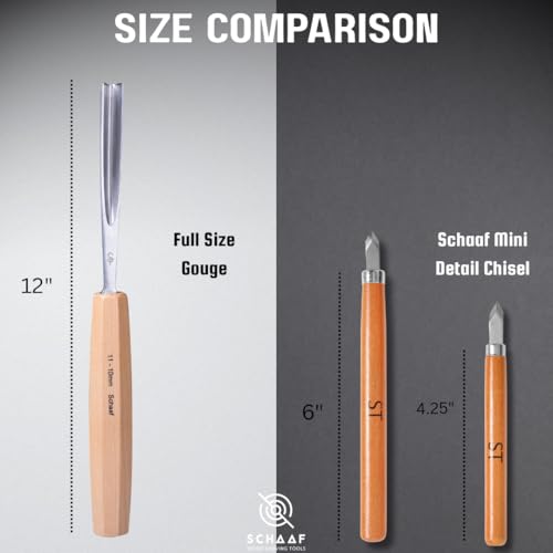 Schaaf Wood Carving Tools 7-pc Wood Chisel Set with Gouges, Cr-V 60 Steel - color: Natural Wood