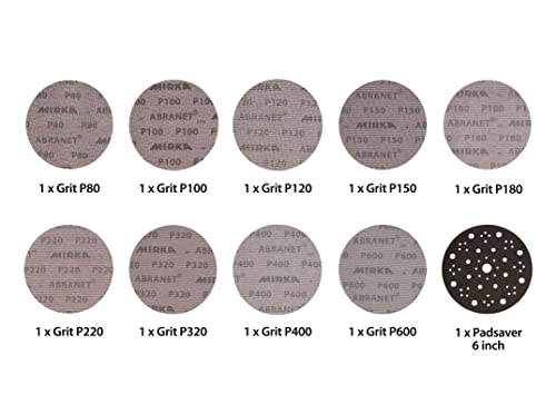Mirka Abranet 6 Inch Assortment Mesh Sanding Discs, Hook and Loop, 10 Pack - size: Assortment