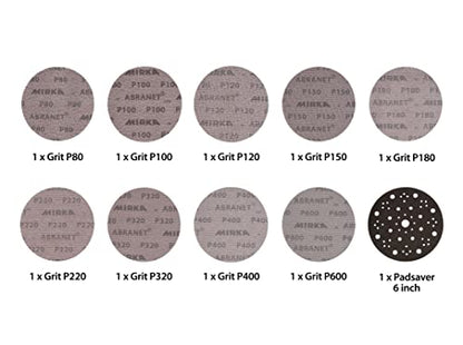 Mirka Abranet 6 Inch Assortment Mesh Sanding Discs, Hook and Loop, 10 Pack - size: Assortment