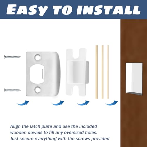 Door Strike Latch Plate Set,6 Pack,with 9 Dowel Strips