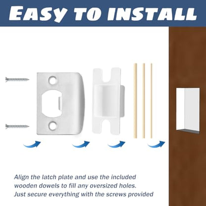 Door Strike Latch Plate Set,6 Pack,with 9 Dowel Strips