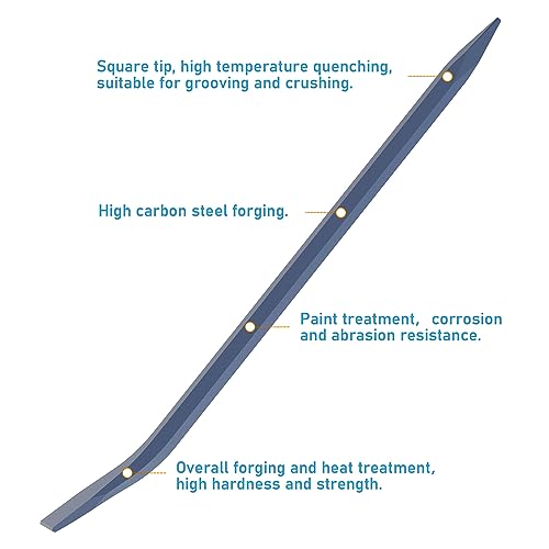 Hexagonal Connecting Bar Sleever Line-Up Bar 21"(530mm) Steel Crowbar for Prying and Aligning with Chisel End, Mn Steel - size: 21 Inch