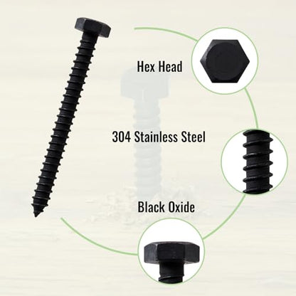 LIONMAX 30-PCS Lag Bolts, 5/16" x 3" Stainless Steel Black Lag Screws - size: 5/16" x 3"