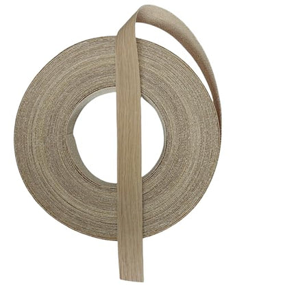 Real White Oak Wood Veneer Edge Banding Roll,7/8 Inch ×50ft,Preglued Iron On Edging Band with Hot Melt Self Adhesive-Plywood Edgebanding Flexible Wood Tape for Laminate Furniture Repair