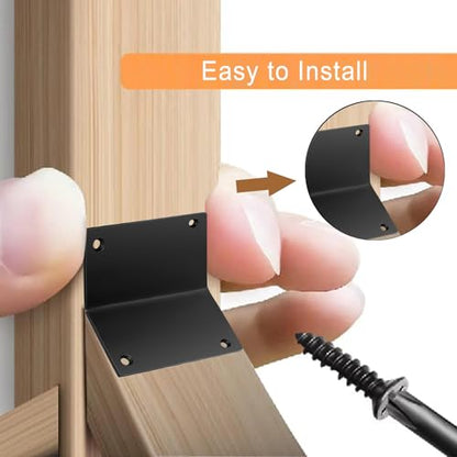 8 PCS Iron 2.76 Inch L Right Angle Bracket with Screws, 2.76" x 1.57" x 1.57" Metal Joint Bracket 90 Degree Corner Brace for Wood Bookshelf Furniture Cabinet, Thickness 3 mm Heavy Duty Black Brackets - size: 2.76" x 1.57" x 1.57" - 8pcs - Black