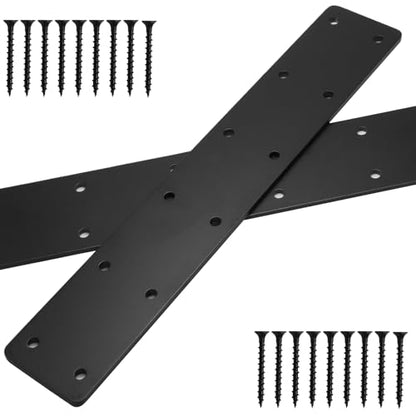 2PCS 11.8"x3" Straight Steel Flat Plate, Black - size: 2 PCS
