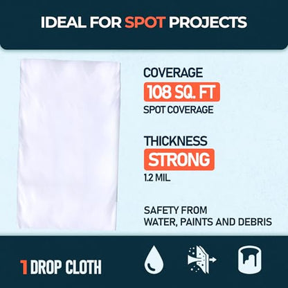 CS 1 Pack Clear Plastic Drop Cloth for Painting & Decorating, 12x9Ft Each - size: 1 PK - 1.2 mil