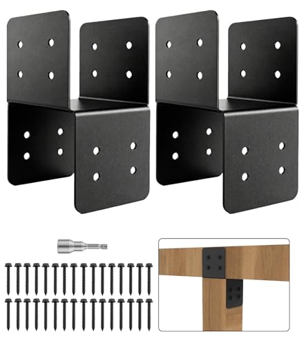 2 Pack 4x4 Heavy-Duty Post Bracket for Outdoor Pergolas Gazebos Decks - size: 2 Pack Small Brackets 4"x4"