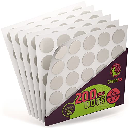GreenFix Double Sided Sticky Dots 200PCs, Clear, Removable - size: 0.7" x 0.7"