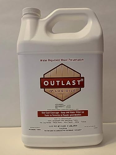 Outlast - Q8 Log Oil Wood Preservative for Decks, Log Homes, End Cuts, & More - Medium Gold - 1 Gallon - color: Medium Gold, size: 1 Gallon