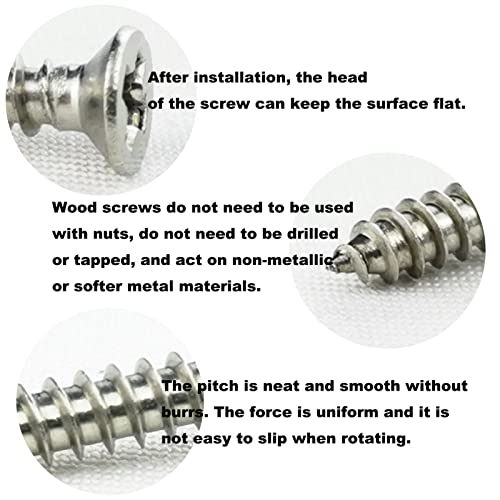 200PCS #4 x 5/8" Wood Screws, 18-8 (304) Stainless Steel Flat Head Phillips Self Tapping Sheet Metal Screws (1/4" to 1" Available) - size: 200PCS #4 x 5/8"