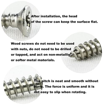 200PCS #4 x 5/8" Wood Screws, 18-8 (304) Stainless Steel Flat Head Phillips Self Tapping Sheet Metal Screws (1/4" to 1" Available) - size: 200PCS #4 x 5/8"