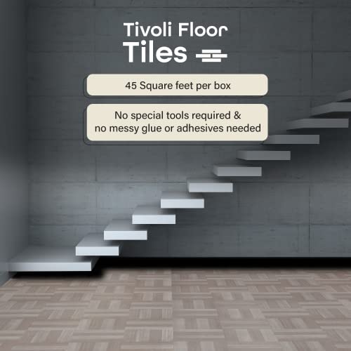 Tivoli Peel & Stick Vinyl Floor Tiles, 45-Pack, 12 x 12 in, Grey - color: Ash Grey Wood