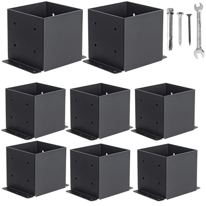 8 Pcs 6"x 6" Post Base |(Inner Size 5.6x5.6) Post Brackets Kit| - size: 6"x 6", style: 8 Pcs