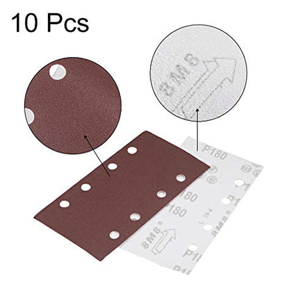 uxcell 180 Grit 1/3 Sanding Sheet Sander Sandpaper Hook and Loop Pads 8 Hole 10pcs - size: 180 Grit