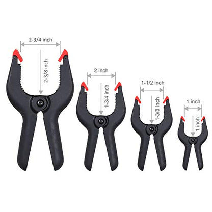 FASTPRO 20-Pack 4-Size Nylon Plastic Spring Clamps with String Bag