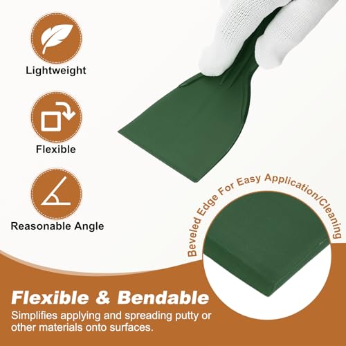 HARFINGTON 5pcs Putty Knife Scraper 3" Width Flexible Plastic Putty Knife Paint Scraper Tool for Taping Drywall Spreading Painting Wall Scratching Dark Green - color: Dark Green, size: 3"
