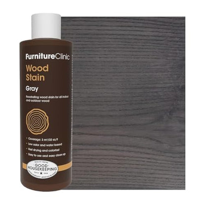 Furniture Clinic Wood Stain, Water-Based & Fast Drying, Grey - color: Gray, size: 250ml / 8.5 Fl Oz