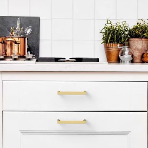10 Pack 3 Inch(76mm) Gold Cabinet Pulls, Kitchen Hardware - color: Gold, size: 3"/76MM Hole Center, style: 10 Pack