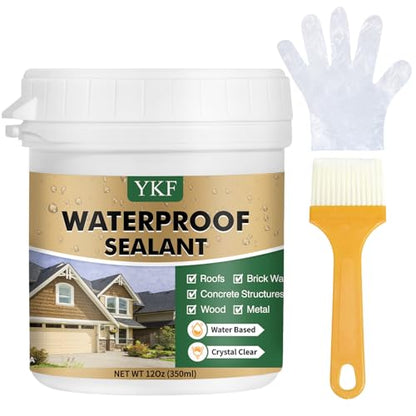 YKF Clear Waterproof Sealant, Self-Leveling Brush-On Coating, 12 Fl Oz - size: 12 Fl Oz