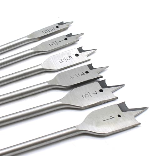 TEMO 6p 3/8" to 1" Spade Drill Bit, Wood Hole Cutter, 1/4" Shank