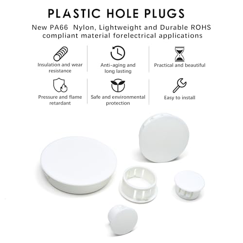 5/8 In/16 mm White Plastic Hole Plugs, Snap in Locking Round Hole - style: 16mm (5/8")