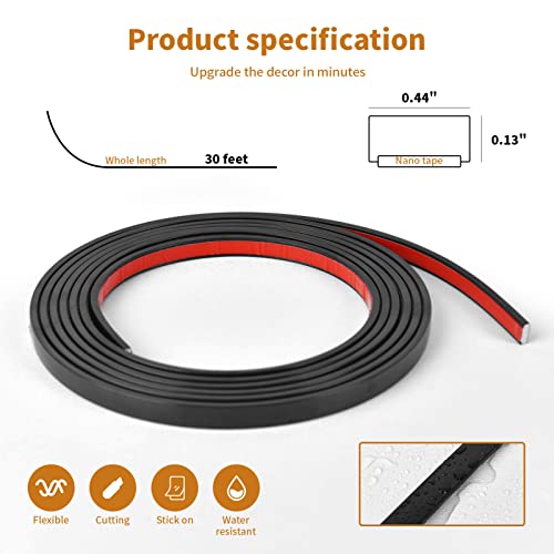 WOWSTAR Peel and Stick Molding Trim, 30 ft, Black - color: Black, size: 30 Feet